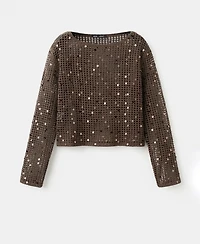 Mango Women's Sequined Crocheted Sweater