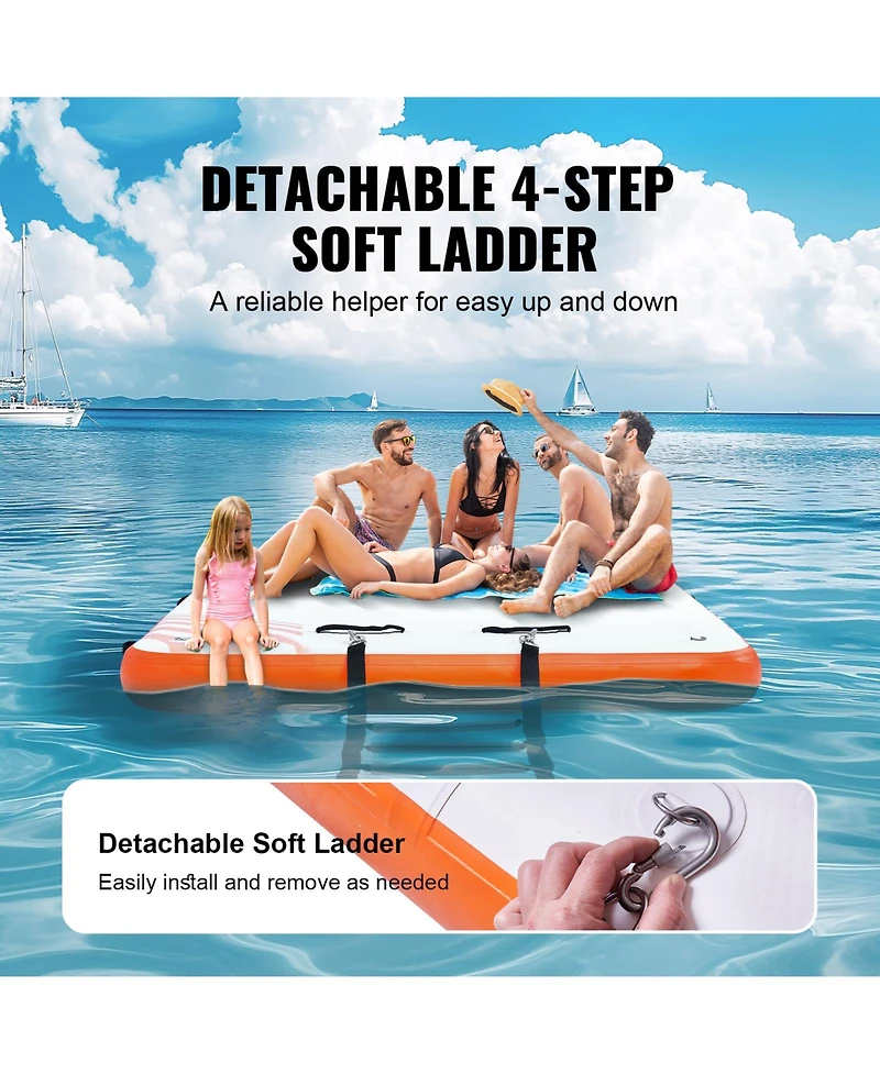 Vevor Inflatable Floating Dock 15x6FT Inflatable Dock Platform Mat with Ladder
