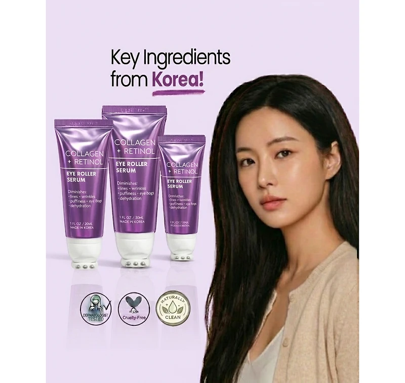 Lovery Collagen + Retinol Korean Eye Roller Serum - Korean Skincare for Anti-Aging Under Eye Treatment
