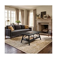 homfan Wood Coffee Table Indoor Outdoor with Iron Legs