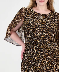 Connected Plus Tulip Sleeve Animal-Print Sheath Dress