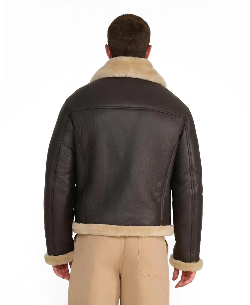 Furniq Uk Men's Hudson Leather Shearling Jacket