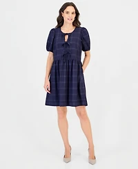 Robbie Bee Petite Candlelight Peach Crewneck Short-Sleeve Dress with Pockets