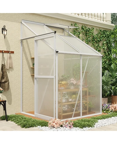 gaomon Heavy Duty Polycarbonate Walk-in Greenhouse Kit - Adjustable Roof Vent and Sliding Door Sturdy Aluminum for Patio, Backyard, Winter Herb