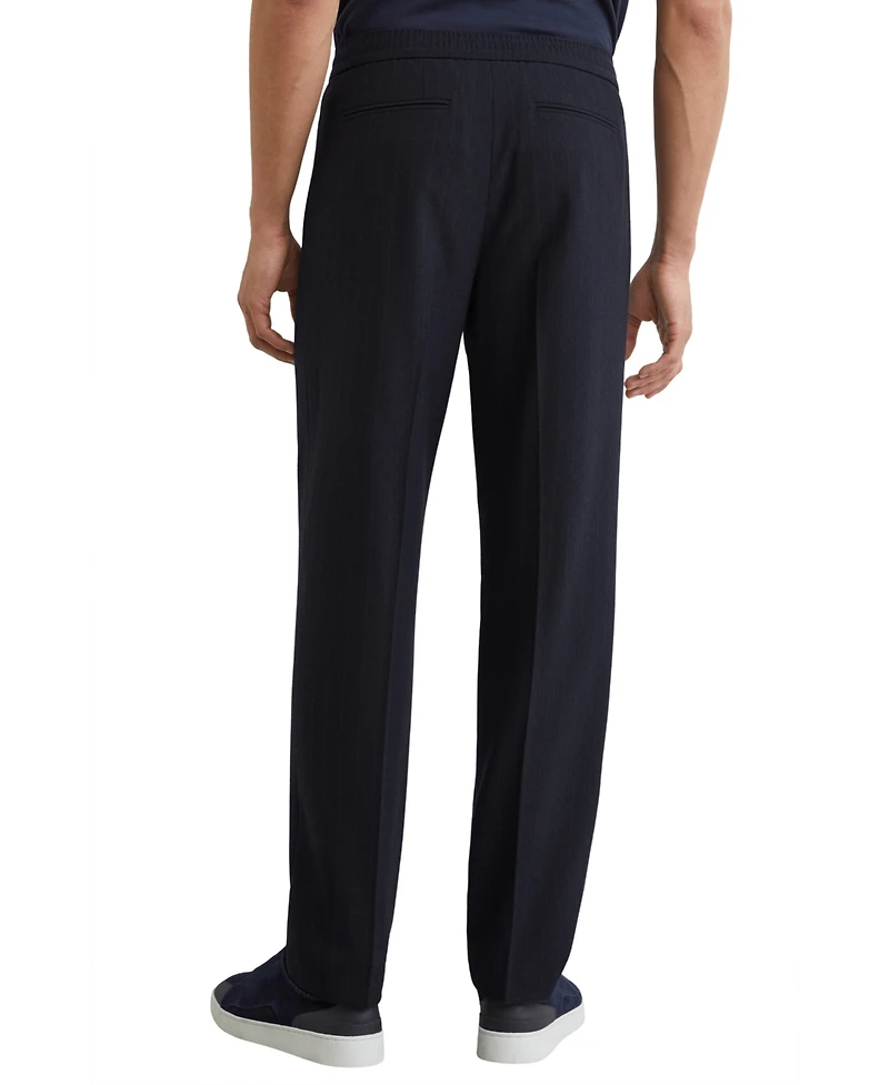 Reiss Men's Sidney Trouser Stripe Tapered Pleated Pants