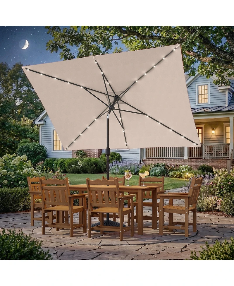 Sonkuki Enhance Your Outdoor Oasis with 10x6.5Feet Led Rectangular Patio Umbrella - Stylish, Durable, and Sun-Protective!