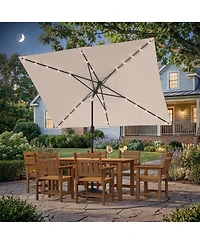 Sonkuki Enhance Your Outdoor Oasis with 10x6.5Feet Led Rectangular Patio Umbrella - Stylish, Durable, and Sun-Protective!