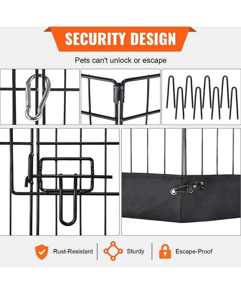 Vevor Dog Playpen 8 Panels Foldable Metal Dog Exercise Pen with Bottom Pad 24" H