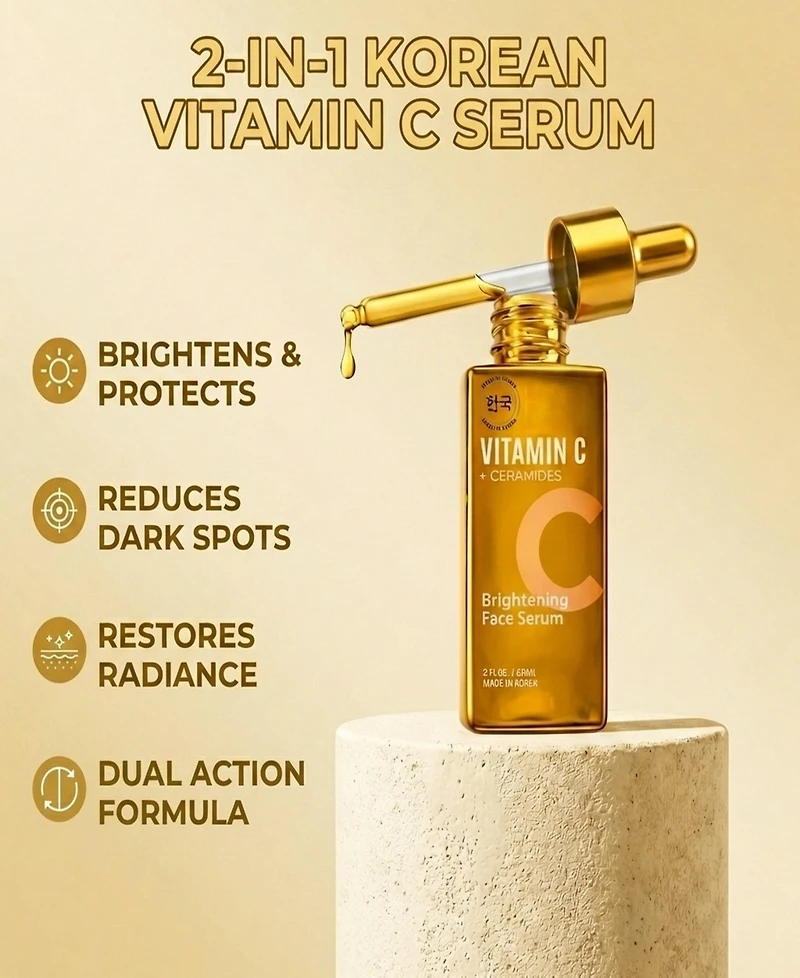 Lovery Vitamin C and Ceramides Brightening Face Serum - Korean Skin Care Radiance and Barrier Repair Treatment