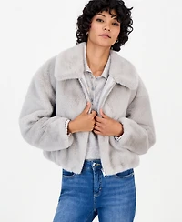 CeCe Petite Faux Fur Bomber Jacket