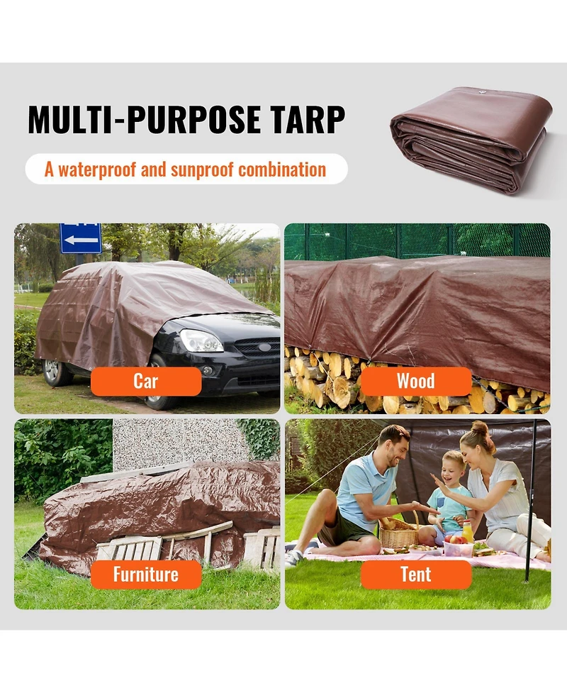 Vevor Tarp Waterproof Tarpaulin 20 x 40 ft 16Mil Plastic Poly Tear Uv Resistant