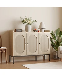 Homfan Rattan Shoe Cabinet with 3 Flip Doors – 8-Tier Freestanding Shoe Storage with Adjustable Shelves, Large Capacity Organizer