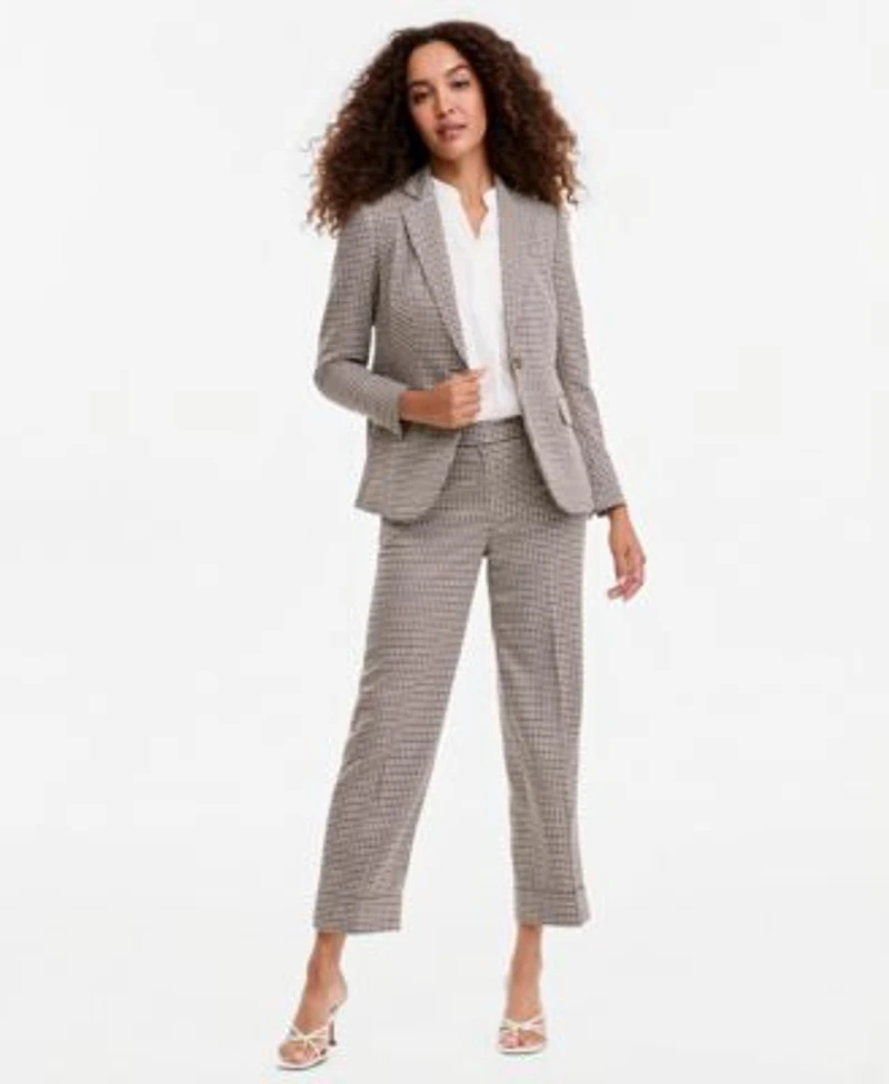 Anne Klein Womens One Button Front Blazer Y Neck Blouse Mid Rise Ankle Pants