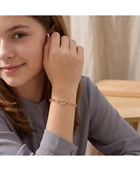 GigiGirl 14K Gold Plated Cubic Zirconia Open Heart Halo Paperclip Link Bracelet