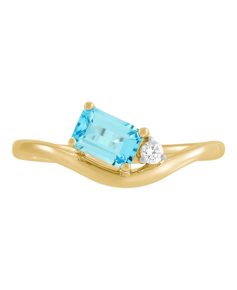Macy's Swiss Blue Topaz (5/8 ct. t.w.) & Diamond Accent Ring in 14k Yellow Gold-Plated Sterling Silver