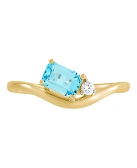Macy's Swiss Blue Topaz (5/8 ct. t.w.) & Diamond Accent Ring in 14k Yellow Gold-Plated Sterling Silver