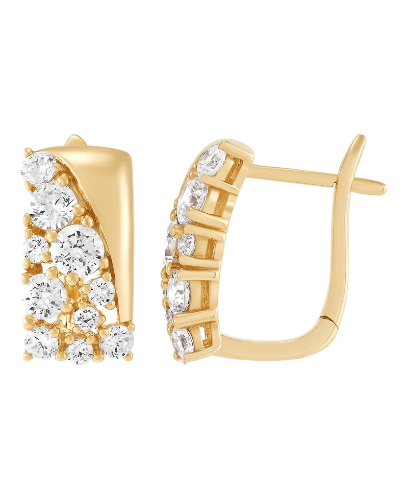 Macy's Lab-Grown White Sapphire (2 ct. t.w.) Hoop Earrings in 14k Yellow Gold-Plated Sterling Silver