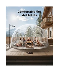 Vevor 12 x 7.2 ft Garden Bubble Tent for 4-7 Person Outdoor Clear Geodesic Dome
