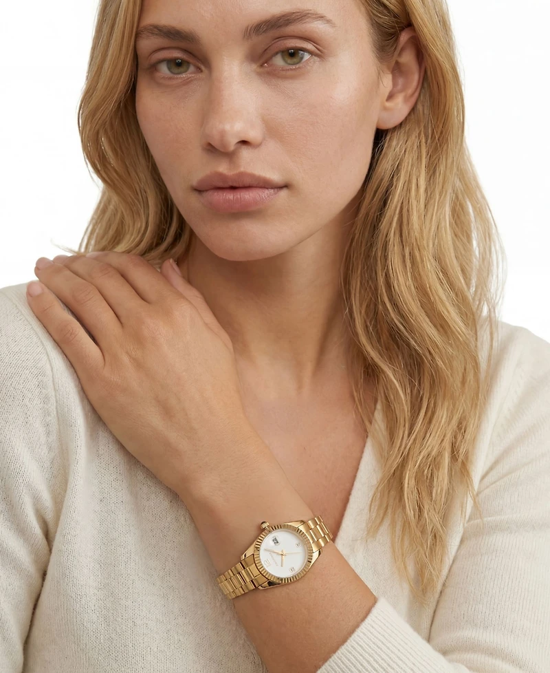 Adornia Women's Gold Rome White Face Watch