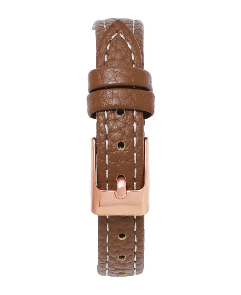 Adornia Women's Gold Lisbon Brown Leather Band and Brown Face Watch