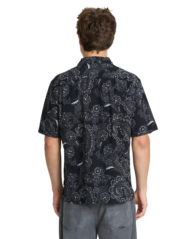 Quiksilver Men's Cotton Viscose Blend Collared Button-Up Shirt