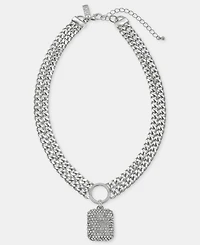 I.n.c. International Concepts Pave Square Statement Pendant Necklace, 16-1/2" + 3" extender, Macy's Exclusive