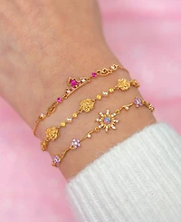 Girls Crew Crystal Disney Princess Sleeping Beauty Aurora Crown Bracelet