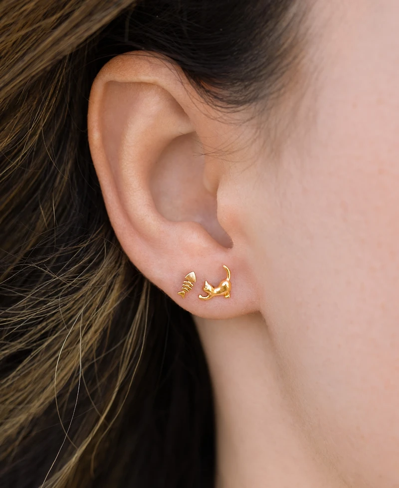 Girls Crew Teeny Tiny Purrfect Catch Stud Earrings