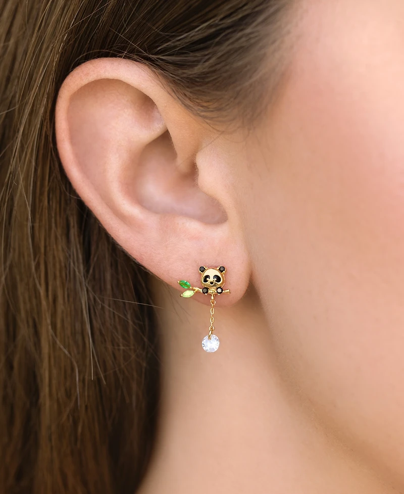 Girls Crew Crystal Lucky Panda Dangle Earrings