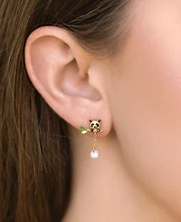 Girls Crew Crystal Lucky Panda Dangle Earrings
