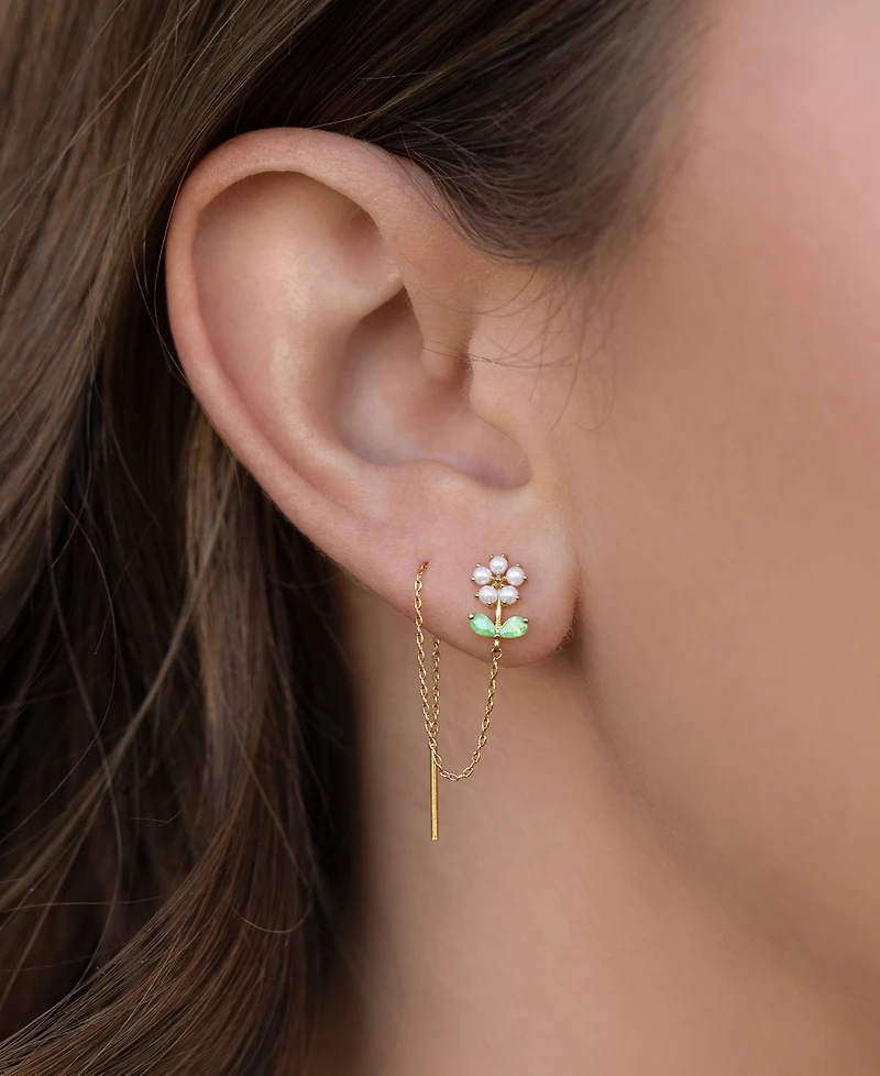 Girls Crew Crystal Daisy Petal Threader Earrings