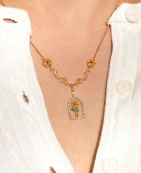 Girls Crew Crystal Disney Beauty the Beast Enchanted Rose Necklace
