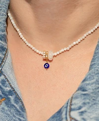 Girls Crew Crystal Evil Eye Charm Beaded Necklace