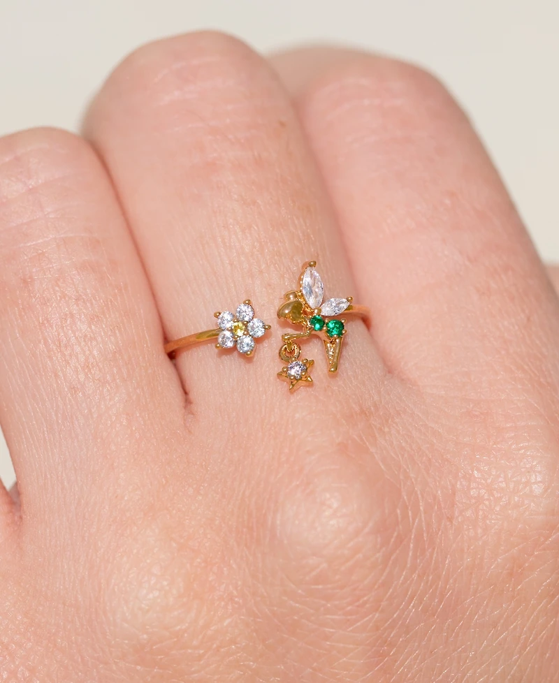 Girls Crew Crystal Disney Tinker Bell Pixie Dust Adjustable Ring