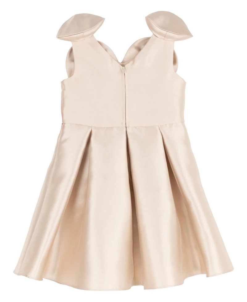 Rare Editions Girls' 2T-6X Mikado Bow Shoulder Pleated Dress