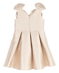 Rare Editions Girls' 2T-6X Mikado Bow Shoulder Pleated Dress