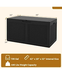 Slickblue 100 Gallon Outdoor Storage Bench Resin Deck Box with Lid