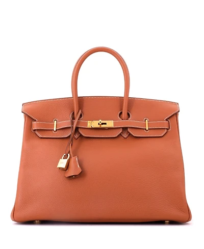 Pre-Owned HERMES Birkin 35 Handbag Brown Clemence with Gold Hardware