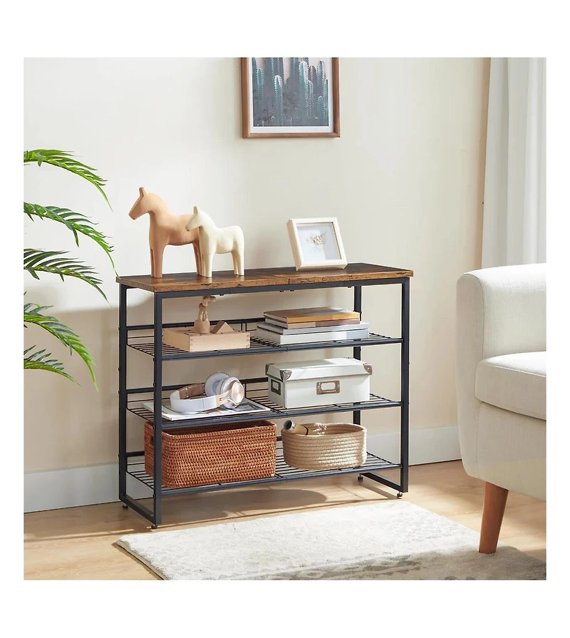 Slickblue 4-Tier Shoe Organizer Rack Adjustable for 9–12 Pairs
