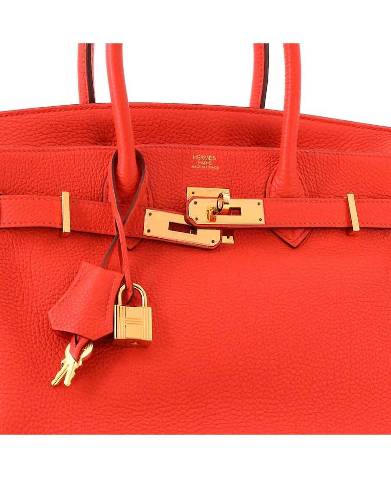 Pre-Owned HERMES Birkin 30 Handbag Orange Togo with Gold Hardware