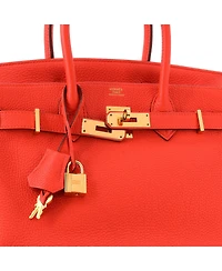 Pre-Owned HERMES Birkin 30 Handbag Orange Togo with Gold Hardware