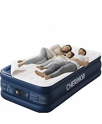 Cherimor 20" Twin Xl Air Mattress with Built-in Pump, 500lb Capacity, Fast Inflation Guest Bed, Honeycomb Support, Blue