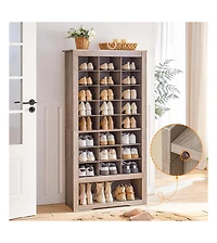 Slickblue 9-Tier Shoe Rack Cabinet with 24 Compartments and Hanging Hooks