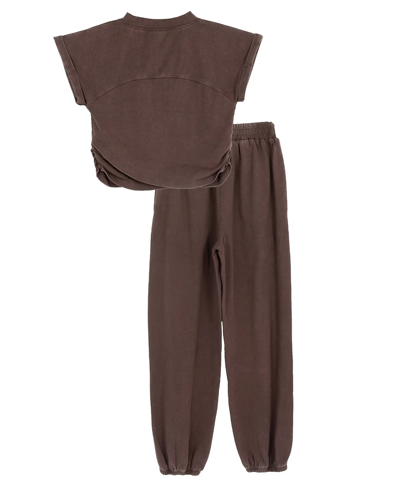 Tween Diva Girls' 7-12 Washed Jersey Knit Crossover Top and Jogger Pants, 2-Piece Set