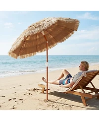 Slickblue Set of 2 Thatched Beach Umbrella with Tilt and Carrying Bag
