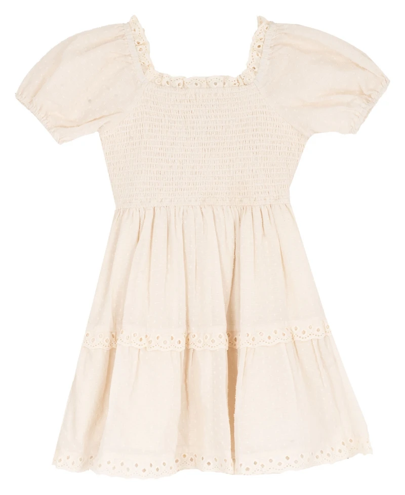 Rare Editions Girls' 7-14 Sleeveless Vest and Clip Dot Cotton Puff Sleeve Dress, 2-Piece Set