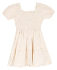Rare Editions Girls' 7-14 Sleeveless Vest and Clip Dot Cotton Puff Sleeve Dress, 2-Piece Set