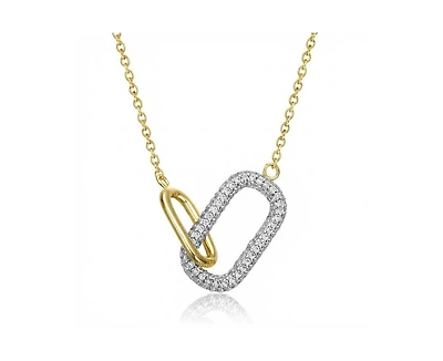 Rachel Glauber Radiant Cz Two-Tone Texture Interlocking Links Necklace