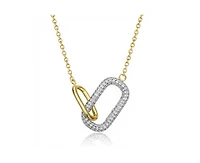 Rachel Glauber Radiant Cz Two-Tone Texture Interlocking Links Necklace
