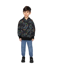 Deux par Little and Big Boy (6-12) Fleece Hooded Sweatshirt Printed Controller
